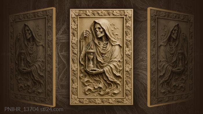 Skeleton in a hood with an hourglass 3d STL model