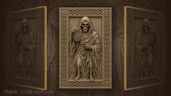 Hooded skeleton with geometric pendant 3d STL model