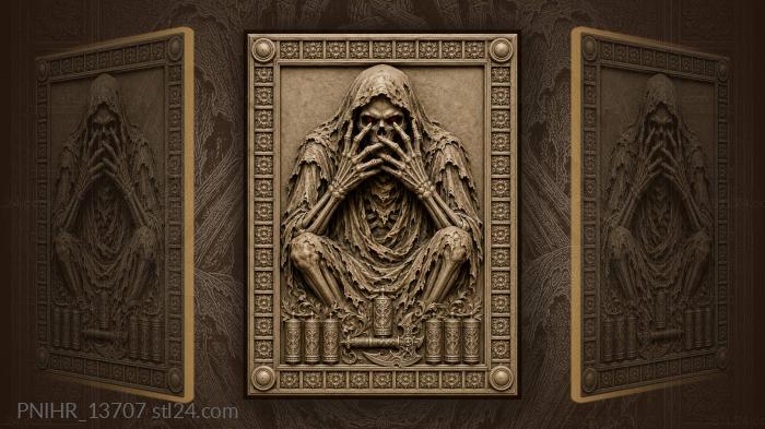 Hooded skeleton with fiery gaze 3d STL model