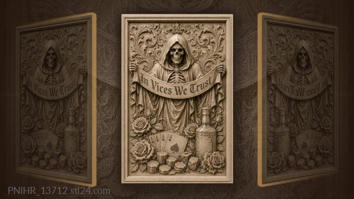 Skeletal figure with vices and roses 3d STL model
