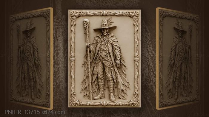 Skeleton in a broad brimmed hat with staff 3d STL model