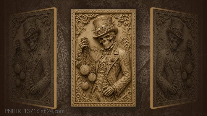 Timekeeper rattles watches beneath crowned skulls 3d STL model