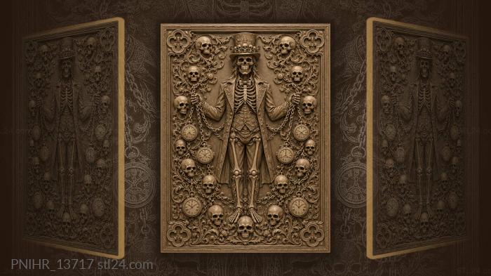 Skull gentleman with time chains 3d STL model