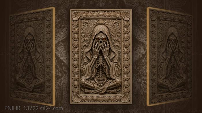 Hooded skull with lotus frame 3d STL model