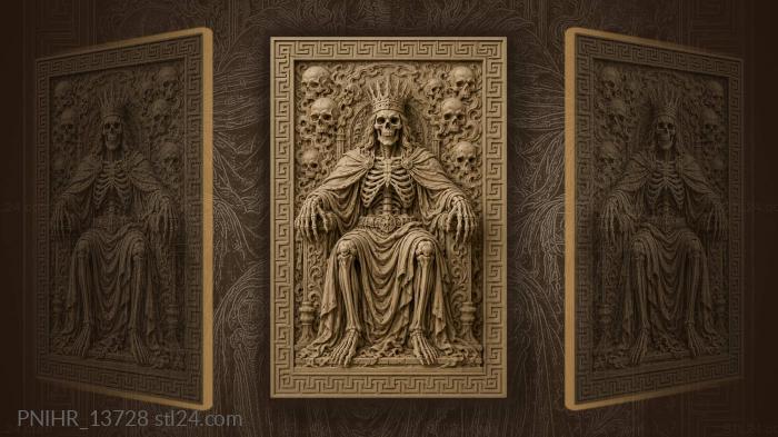 Crowned skeleton among skulls swirls 3d STL model