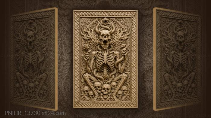 Horned skull with rose and serpent 3d STL model