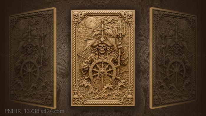 Skeleton with a trident under the moon 3d STL model
