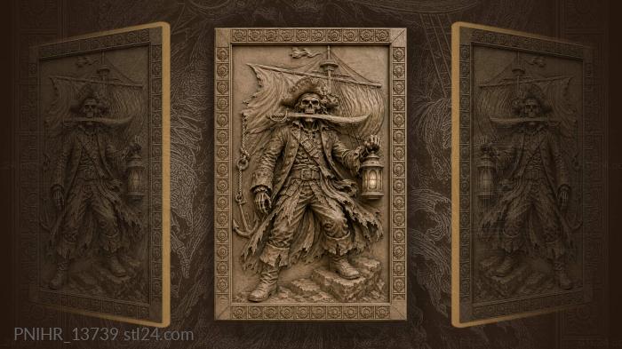 Cutlass in his teeth and a lit lantern 3d STL model