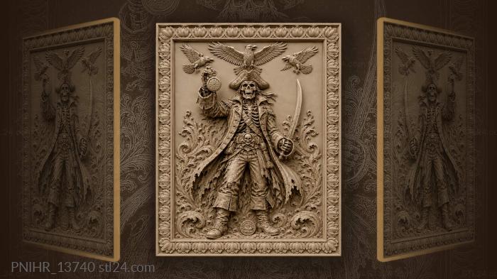Three crows above a pocket watch 3d STL model