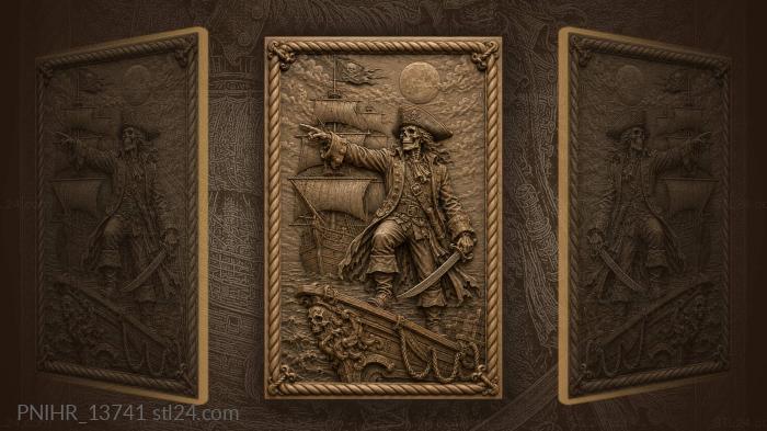 Three masted ship and a round moon 3d STL model