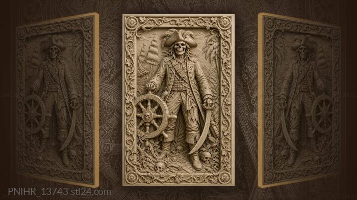 Cutlass and wheel among ivy tendrils 3d STL model