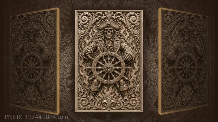 Flames rising around the ship wheel 3d STL model