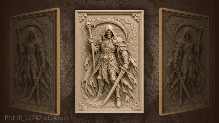 Grim warrior with scythe and sword 3d STL model
