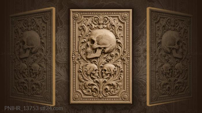Skull in profile with two smaller skulls 3d STL model