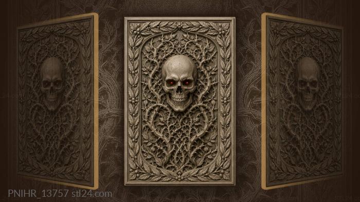 Thorny vines wrap around the skull 3d STL model