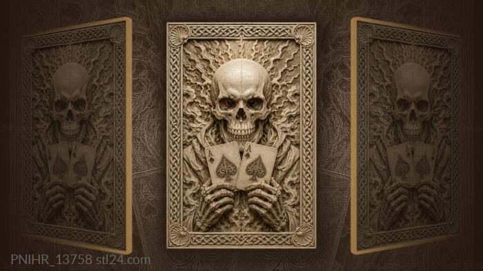 Skull with the ace of spades and lightning 3d STL model