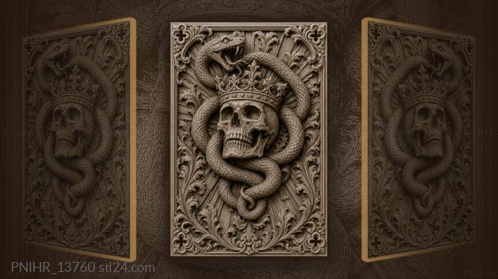Serpent coils around the crowned skull 3d STL model