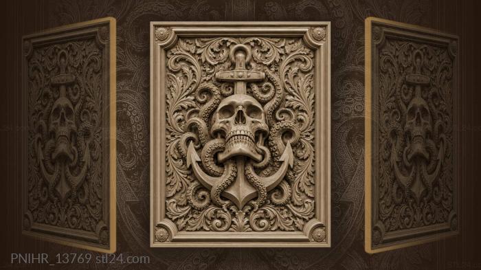 Skull anchor octopus nautical gothic 3d STL model