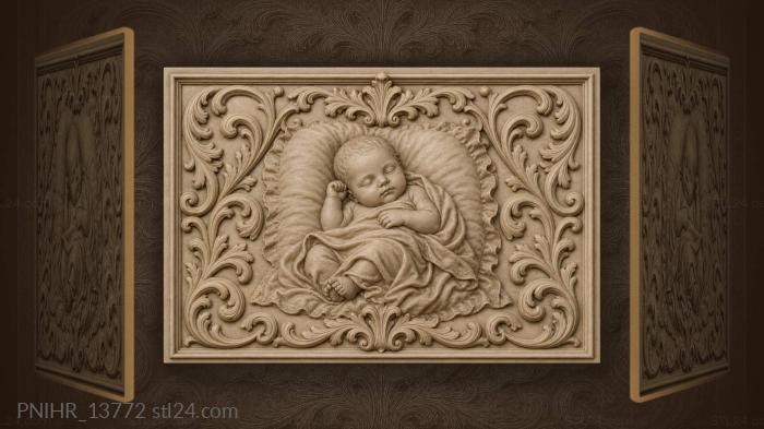 Peaceful baby among leafy branches 3d STL model