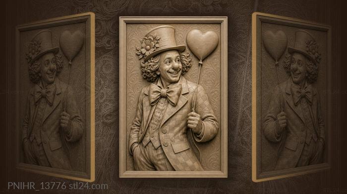 Clown in a flowered top hat with balloon 3d STL model