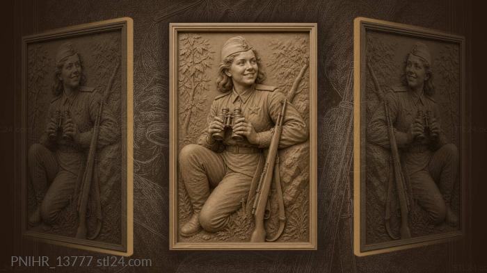 Smiling soviet soldier with binoculars 3d STL model