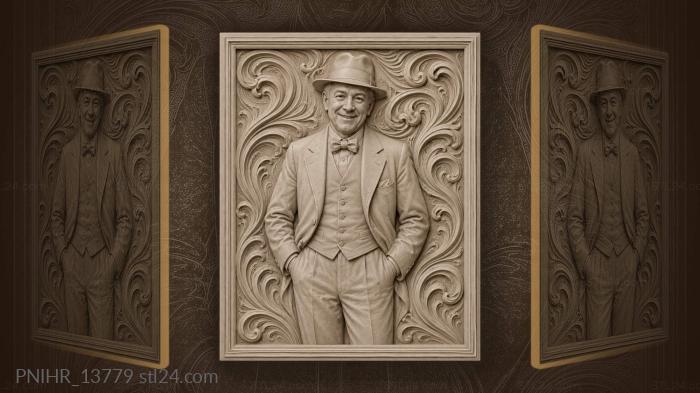Smiling man in fedora style · Charlie Chaplin 3d STL model