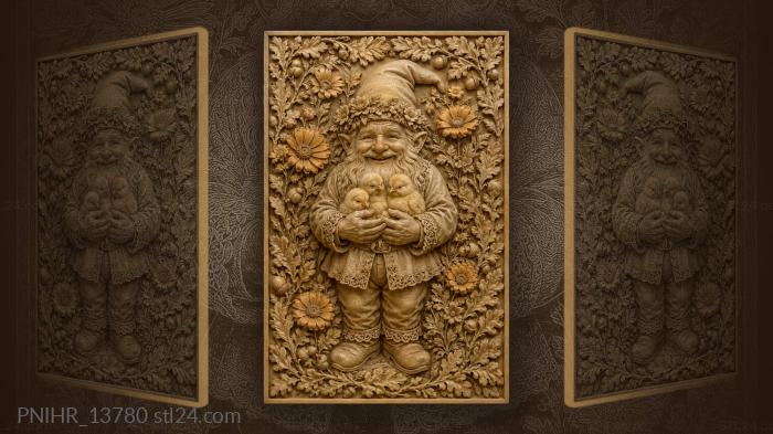 Gnome with chicks floral abundance 3d STL model