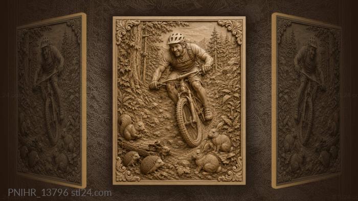 Mountain biker and forest friends 3d STL model
