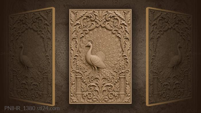 Majestic peacock with floral surround 3d STL model