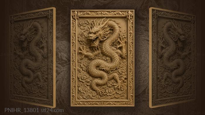 Chinese dragon coiling through clouds 3d STL model