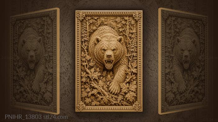 Wild bear in forest thicket 3d STL model