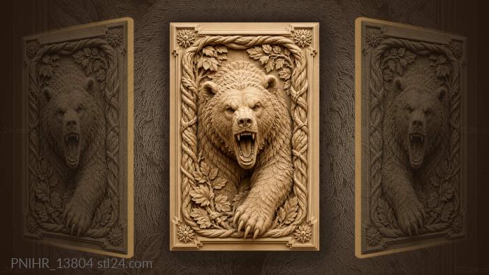Bear emerging from twisted branches 3d STL model