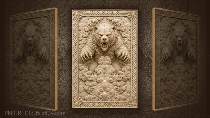 Bear rising from stormy clouds 3d STL model