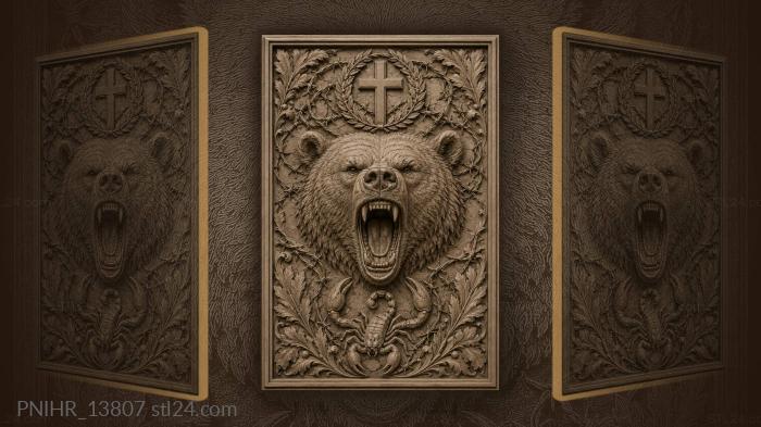 Scorpion below a bear and cross 3d STL model