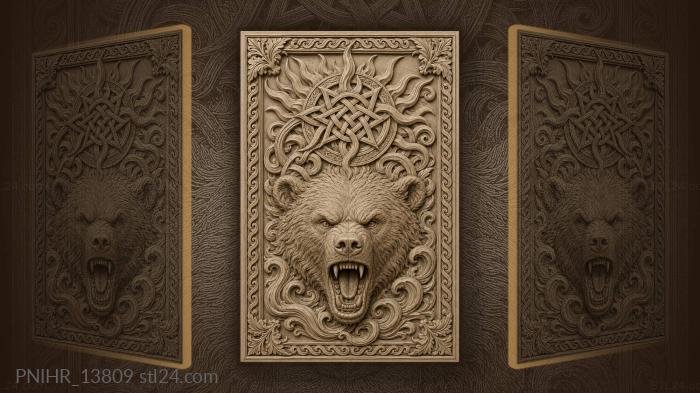 Knotwork ring above a bear head 3d STL model