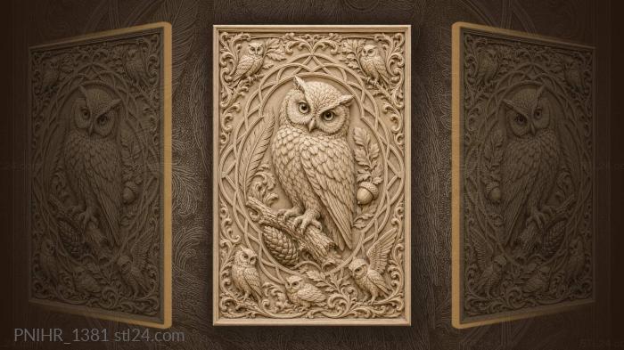 Quiet owl surrounded by small details 3d STL model