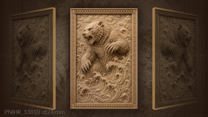 Angry bear amidst rising waves 3d STL model