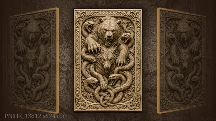 Bear wolf serpent struggle power 3d STL model