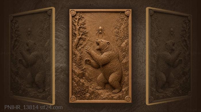 Spider on a web above a bear 3d STL model