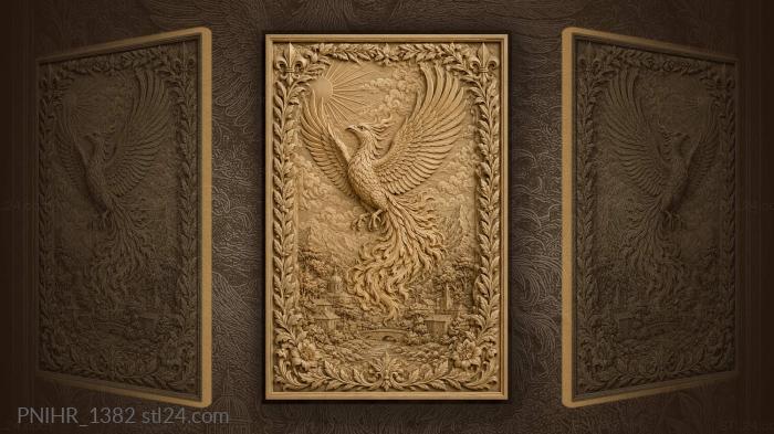 Burning bird rising above the trees 3d STL model