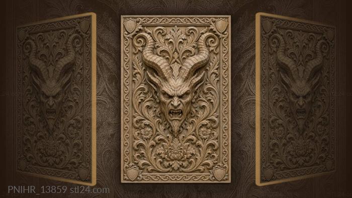 Demonic head floral acanthus frame 3d STL model