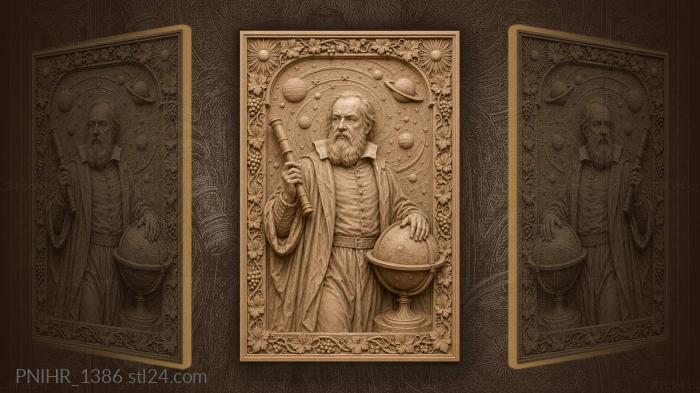 Galileo with spyglass and celestial globe 3d STL model