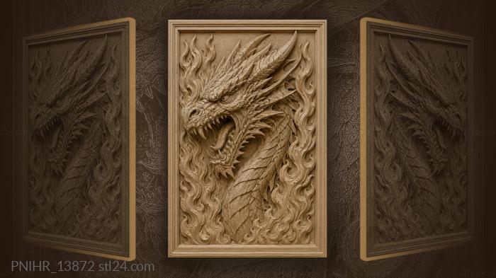 Wyrm bellows through rising fire 3d STL model