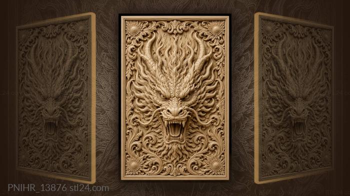 Horned beast with fiery mane 3d STL model