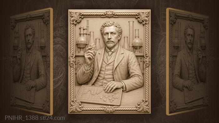 Mineralogist with crystal and data tablet · Marie Curie 3d STL model