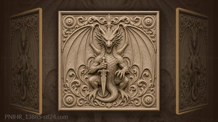 Winged dragon holding a dagger 3d STL model