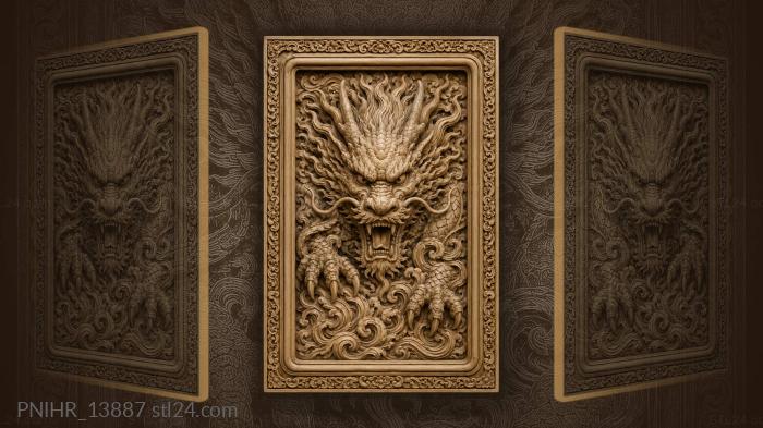 Dragon clutching a wave with its claws 3d STL model