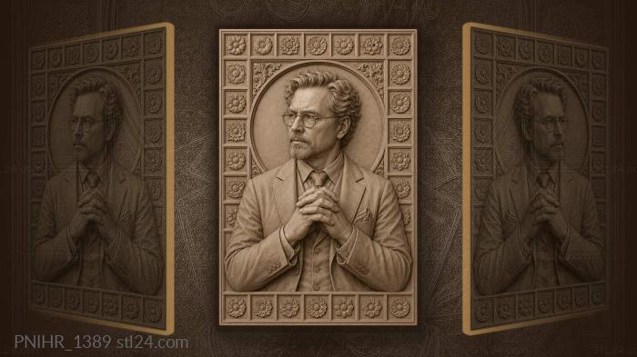 Portrait in glasses inside a roundel 3d STL model