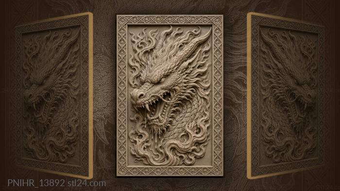 Snarling jaws in swirling fire 3d STL model
