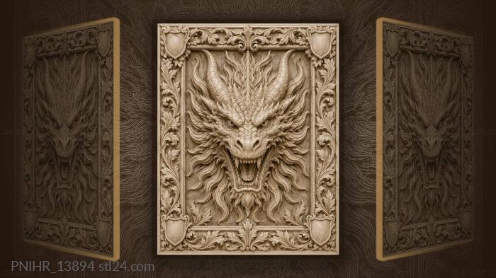 Fierce dragon head with acanthus 3d STL model